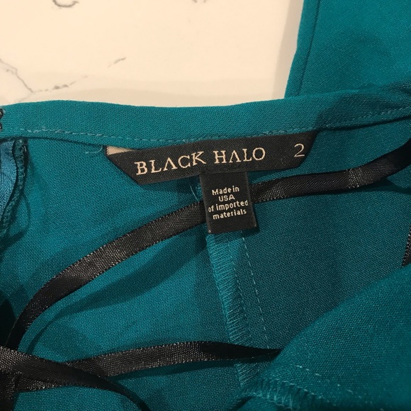 Black Halo Wide Leg Pants Turquoise Blue Sz 2 - Picture 3 of 8